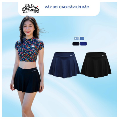 Váy bơi nữ BIKINI PASSPORT dáng xoè có quần bảo hộ - màu Đen - BS170_BL