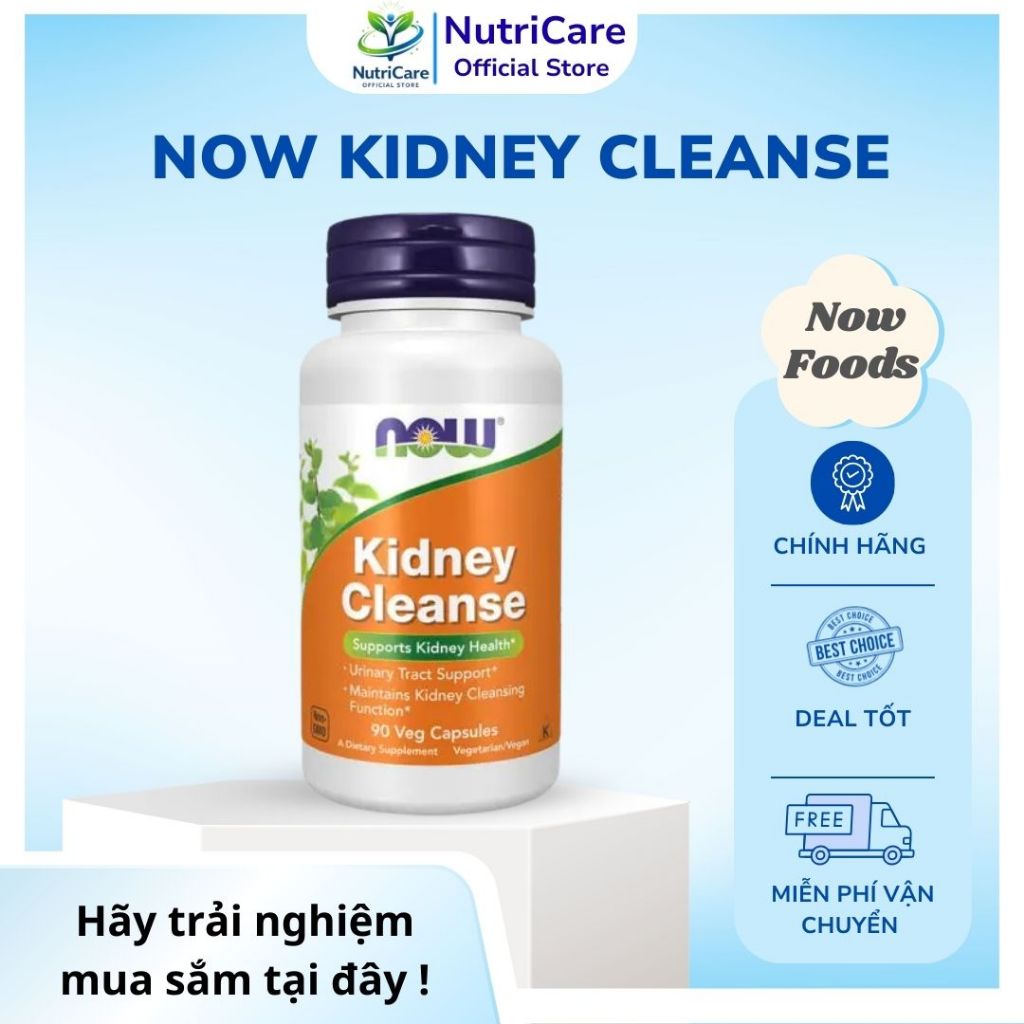 Now Kidney Cleanse + Viên uống hỗ trợ đào thải độc tố,hỗ trợ chức năng tiết niệu, tăng cường sức khỏ