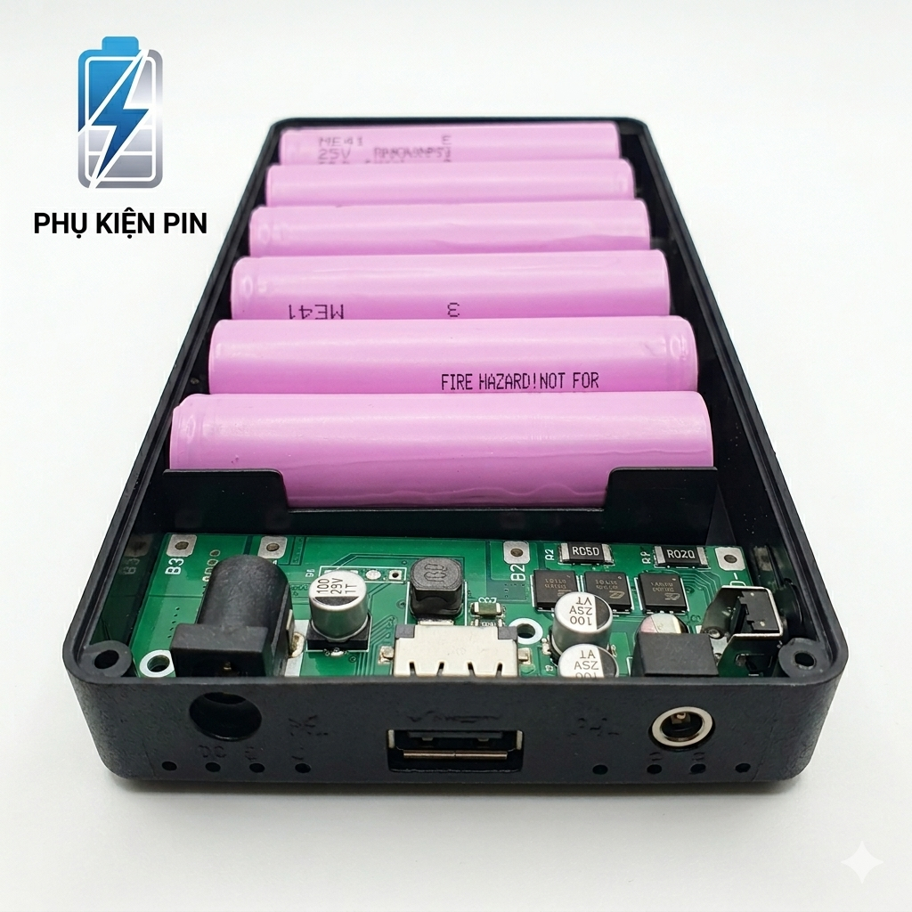 Vỏ + Mạch Pin Áo Điều Hòa Sử Dụng 6Cell Pin 18650 Hoặc 21700