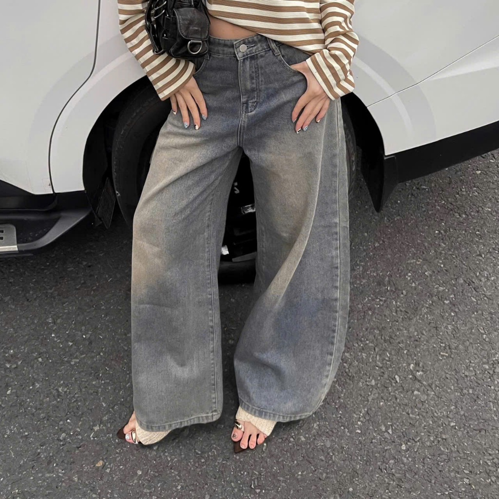 THE QUẠO - Quần Jeans Nữ  Lưng Cao Ống Rộng 27cm Basic Nhiều Màu S1506_686 | BigBuy360 - bigbuy360.vn