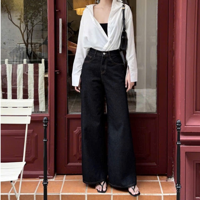 THE QUẠO - Quần Jeans Nữ  Lưng Cao Ống Rộng 27cm Basic Nhiều Màu S1506_686 | BigBuy360 - bigbuy360.vn