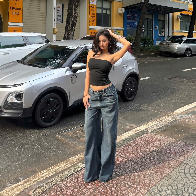 THE QUẠO - Quần Jeans Nữ  Lưng Cao Ống Rộng 27cm Basic Nhiều Màu S1506_686 | BigBuy360 - bigbuy360.vn