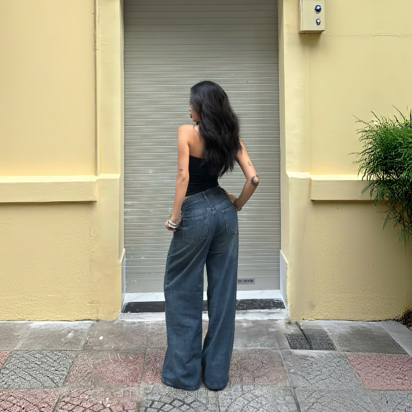 THE QUẠO - Quần Jeans Nữ  Lưng Cao Ống Rộng 27cm Basic Nhiều Màu S1506_686 | BigBuy360 - bigbuy360.vn