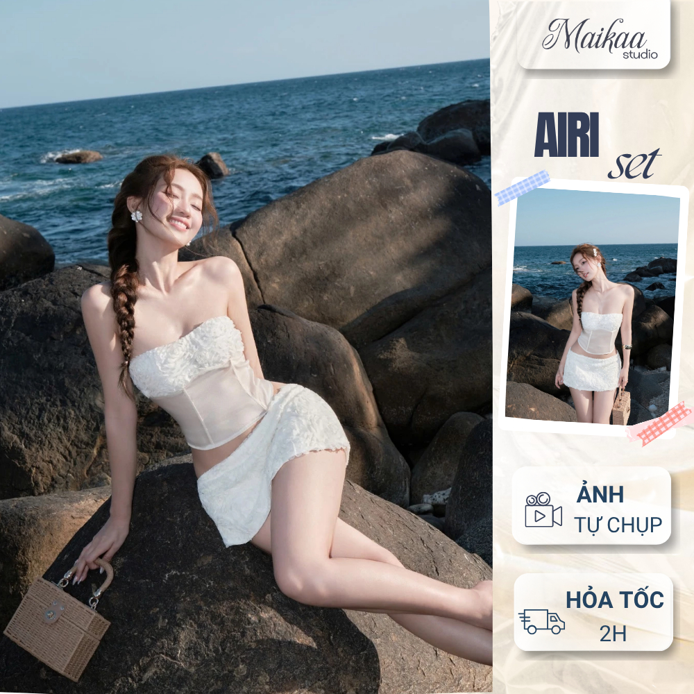 Set Áo Cúp Ngực Chân Váy Hoa MAIKAA Airi Set, Set Nữ Đi Hẹn Hò Dạo Phố Sang Chảnh Chụp Hình