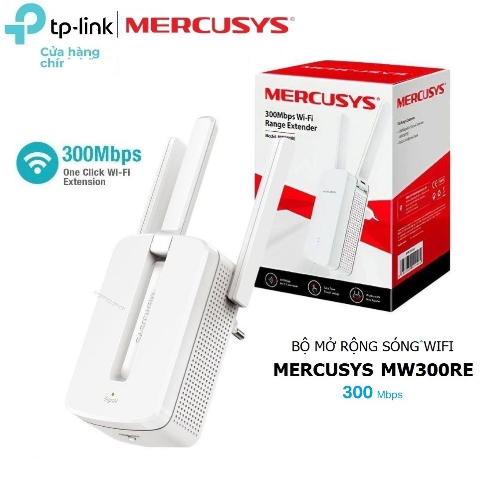 Bộ Kích Sóng Wifi Mercusys 300RE (Mercusys MW300RE) Chuẩn N 300Mbps - Bảo Hành Chính Hãng 2 Năm