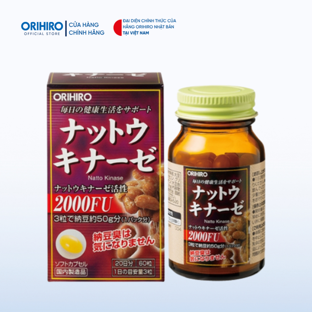 Viên uống hỗ trợ tai biến đột quỵ Nattokinase 2000 Orihiro 60 viên