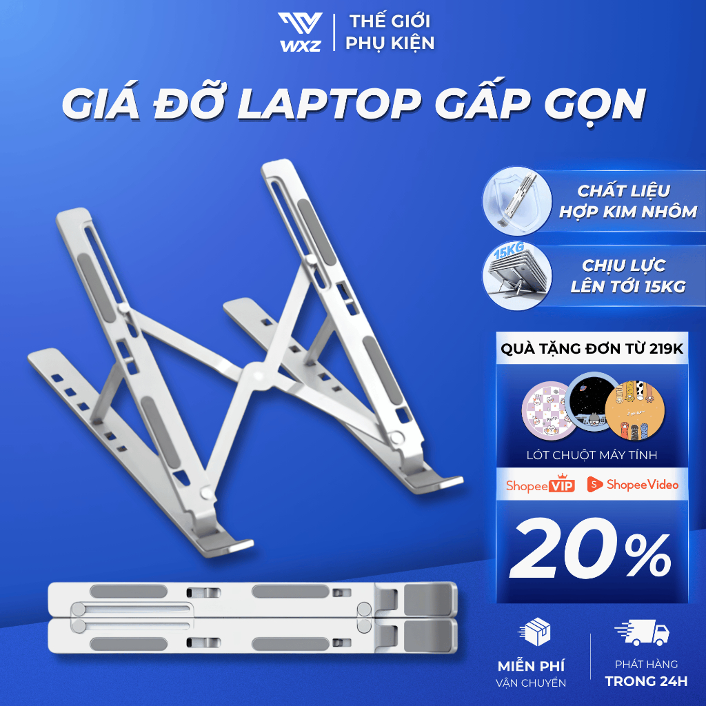 Giá Đỡ Laptop Macbook Hợp Kim Nhôm Gấp Gọn 7 Nấc Chiều Cao Tản Nhiệt Chống Trượt Cải Thiện Tư Thế | BigBuy360 - bigbuy360.vn