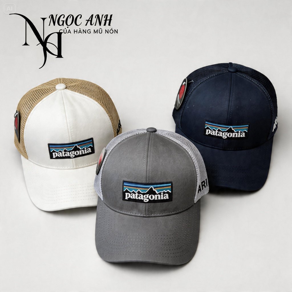 Nón kết phối lưới, Mũ lưỡi trai phối lưới Patagonia thoáng mát nam nữ thời trang trẻ trung