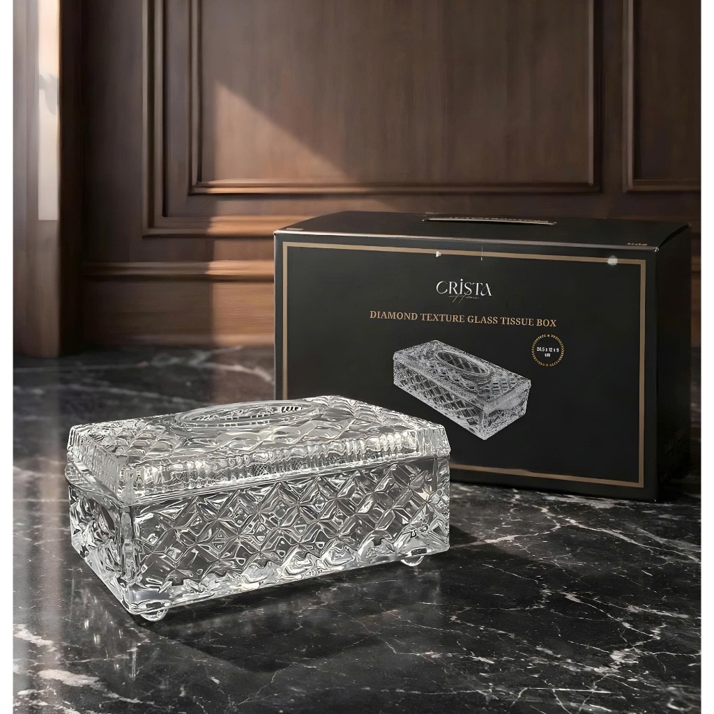 HỘP THỦY TINH ĐỰNG GIẤY ĂN VÂN KIM CƯƠNG CRISTA HOME, 60250