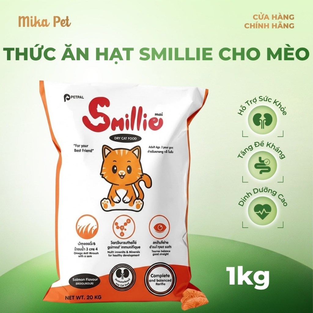Hạt Smillie Thái Lan cho mèo trưởng thành túi 1kg chia siêu rẻ-MM
