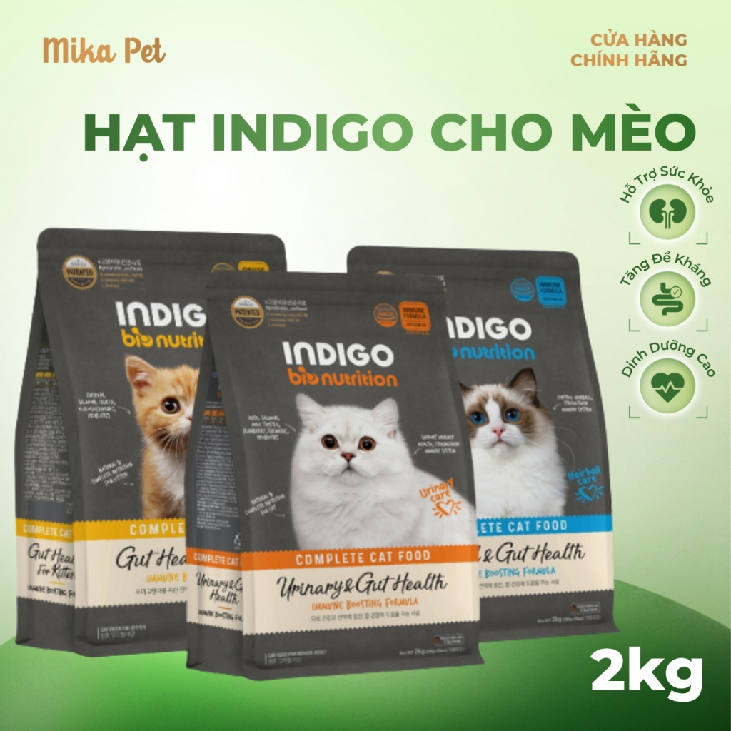(INDIGO) Hạt mèo INDIGO 400g 2kg tiêu búi lông, tiết niệu, mèo con - hairball, urinary, kitten-MM