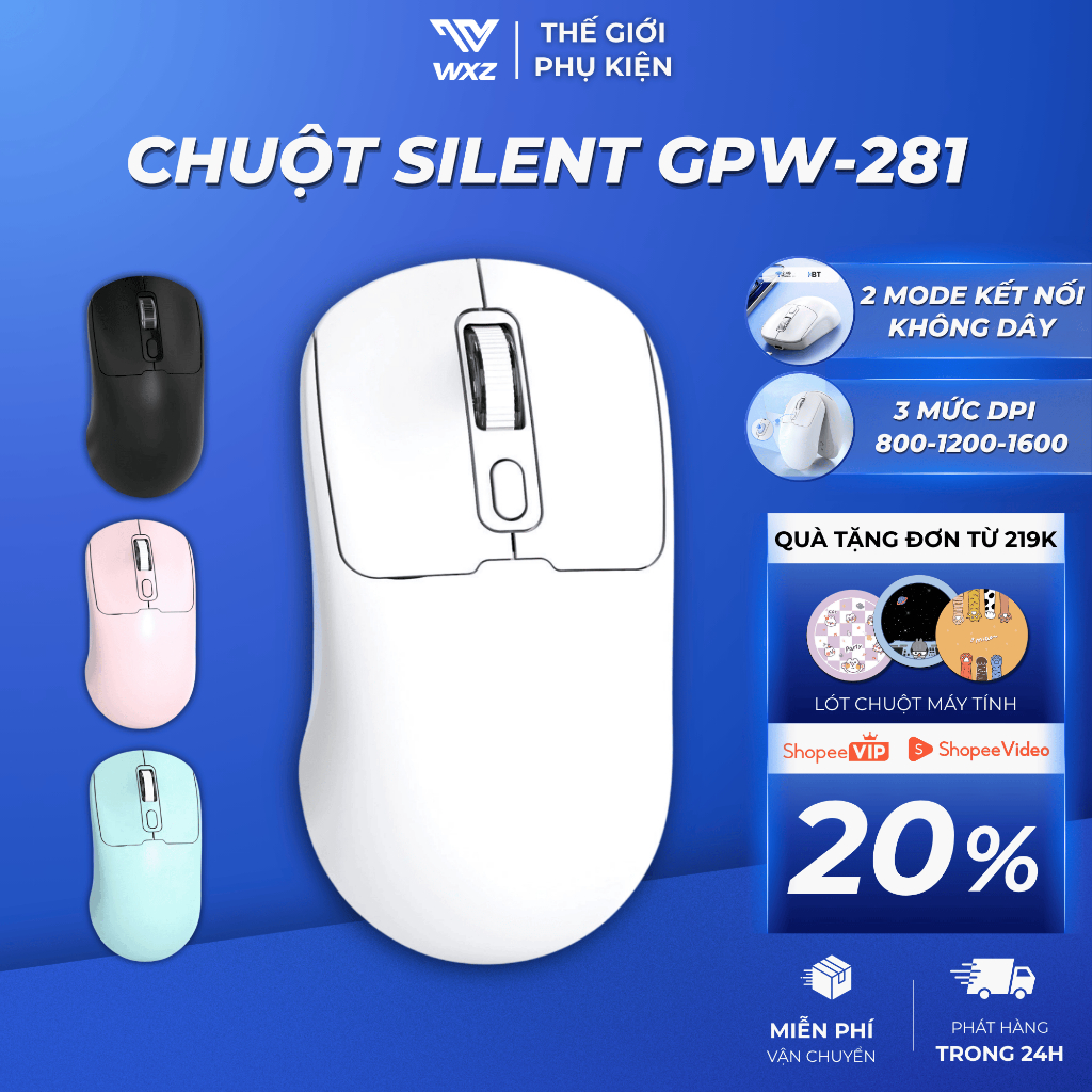 Chuột Không Dây 2 Mode Bluetooth & Wireless 2.4G, Sạc Type-C, Chuột Gaming Thiết Kế Công Thái Học | BigBuy360 - bigbuy360.vn