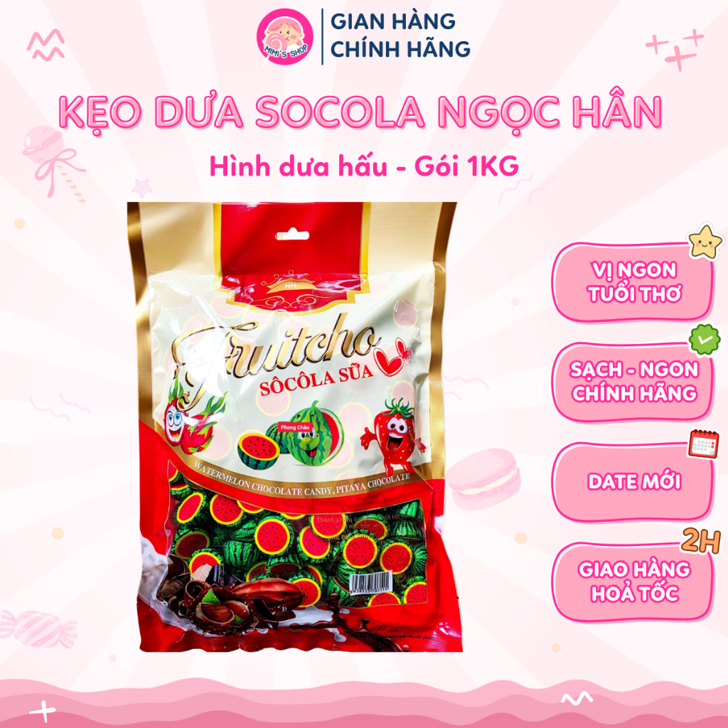 Socola Dưa Hấu Ngọc Hân 1kg, Socola Viên Giòn Nhẹ Nhân Ngọt Dịu, Đồ Ăn Vặt Tuổi Thơ Date Mới | Mimi'