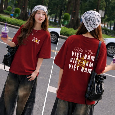 Áo thun unisex nam nữ in VIỆT NAM chất liệu thun 100% cotton LOZA UX30 - US8550