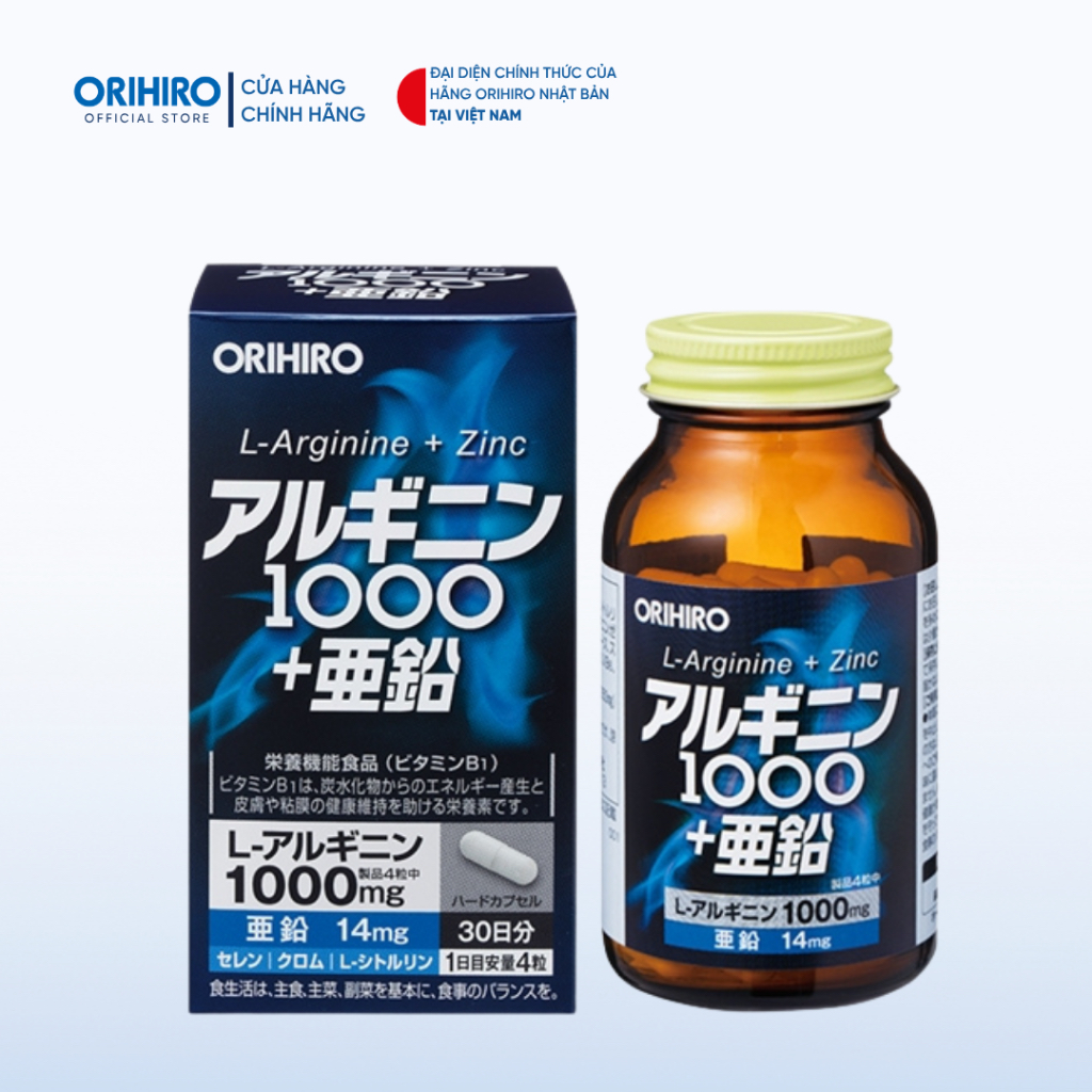 Viên uống hỗ trợ tăng cường sinh lý nam giới L-Arginine 1000mg và Zinc Orihiro 120 viên