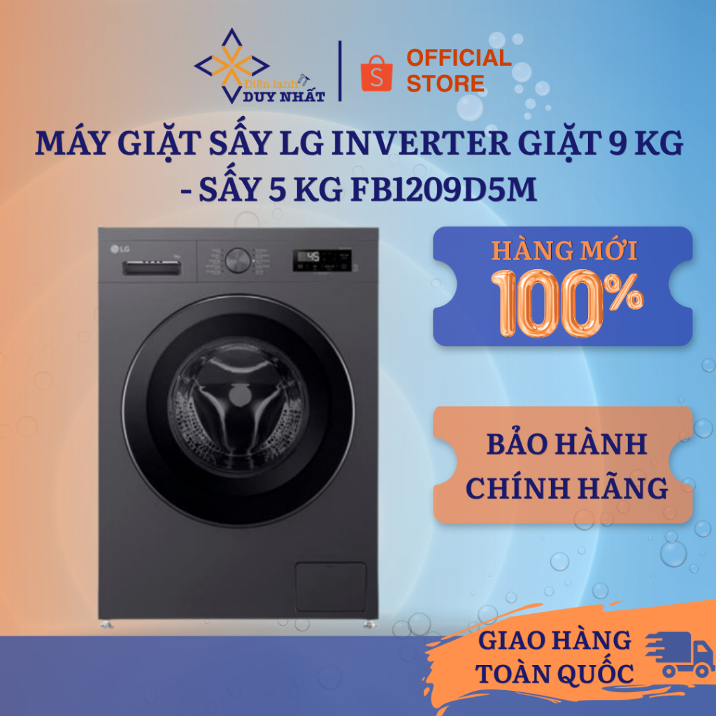 Máy giặt sấy LG Inverter giặt 9 kg - sấy 5 kg FB1209D5M