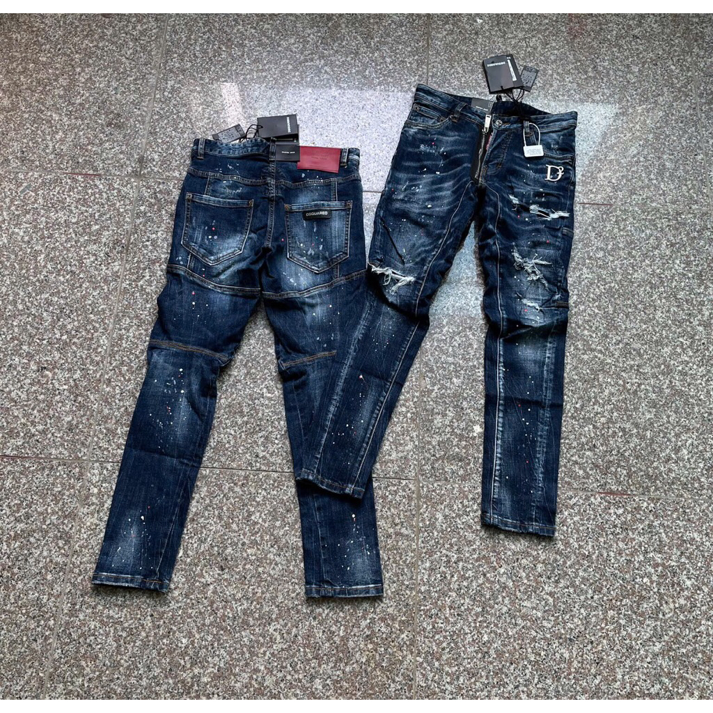 Quần jean nam DSQ xanh fom biker hàng Quảng Châu
