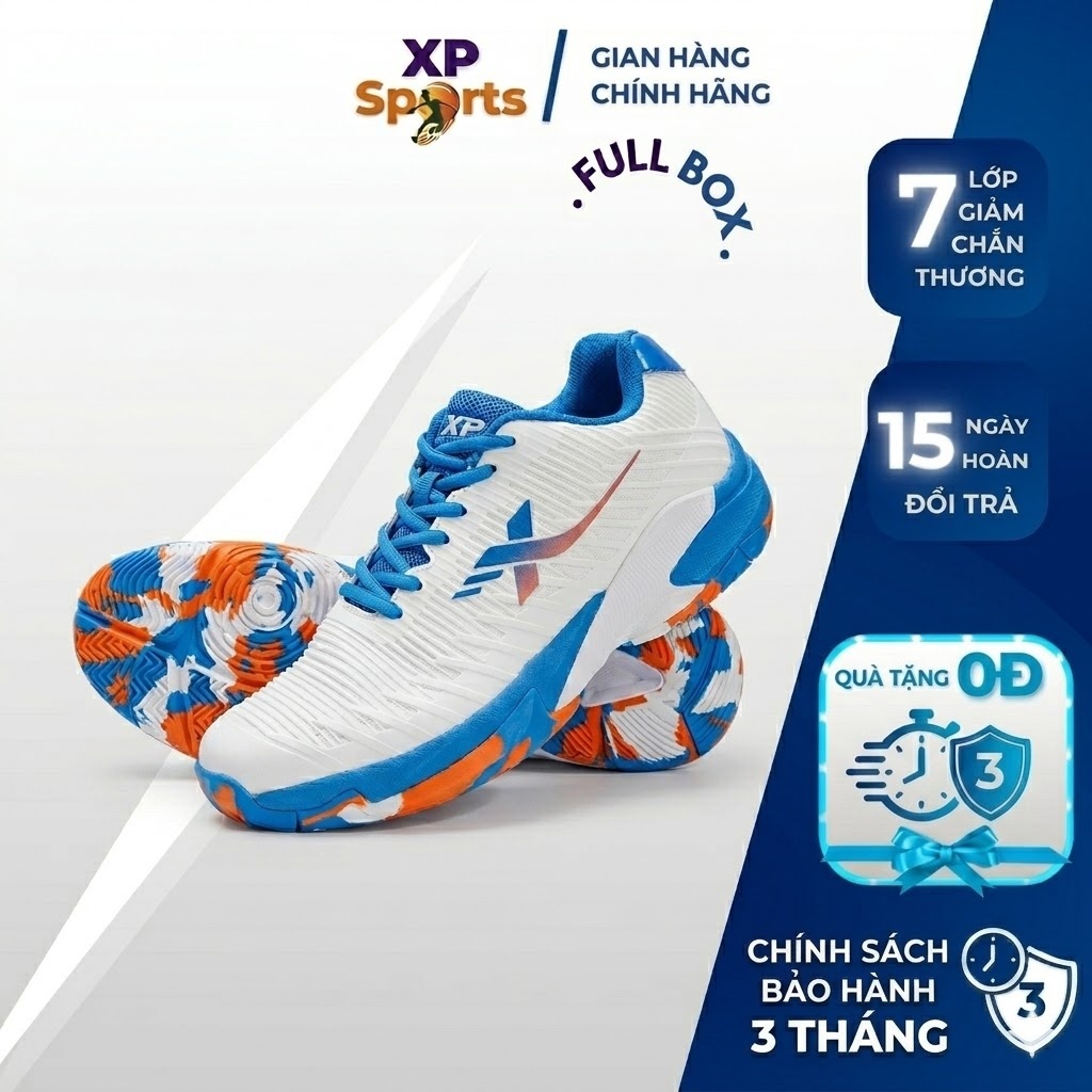 Giày thể thao pickleball, cầu lông nam nữ XP Xampo War, XP Jmax - giảm chấn, thoáng khí, bám sân