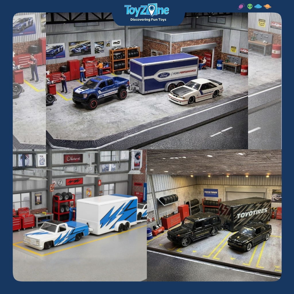 Mô hình xe vận chuyển Design Team Hauler Chevrolet 1987, Mercedes-Benz, Ford F150 1:64 MAISTO