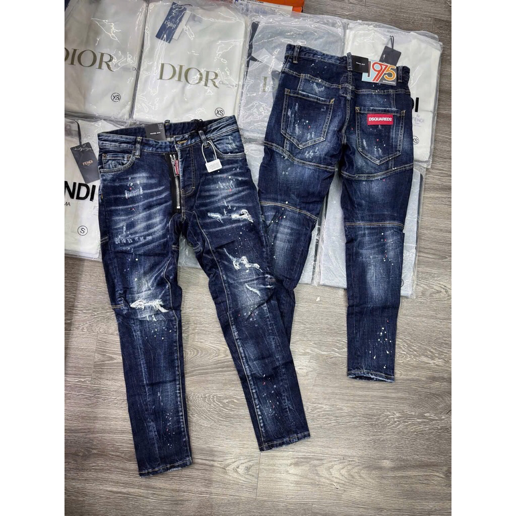 Quần jean nam DSQ xanh fom biker hàng Quảng Châu