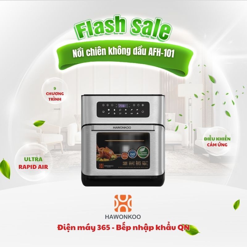 Lò Chiên Không Dầu Hawonkoo AFH-101 12L 1700W Nướng Gà Nguyên Con