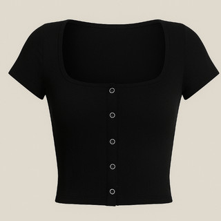 Áo Croptop Cổ Chữ U Chất Len Tăm Nữ Ôm Dáng Tay Ngắn Nút Bấm Thời Trang Cá Tính CR04 CinZy SG