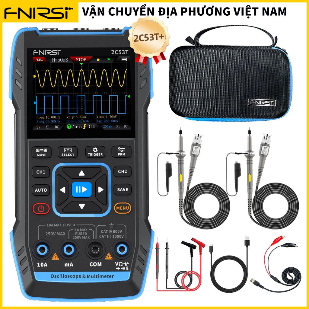 FNIRSI 2C53T 3in1 Multimeter Digital Oscilloscope Built-in DDS Function Signal Generator 2 Channel 5