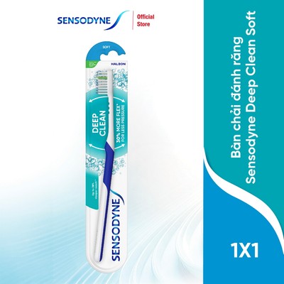 Bàn chải đánh răng SENSODYNE Deep Clean Soft thiết kế với lông bàn chải mềm, nhỏ, giúp làm sạch sâu kẽ răng