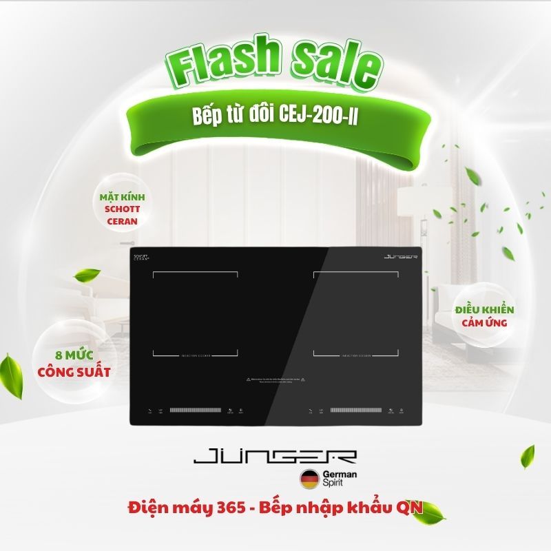Bếp Từ Đôi Junger CEJ-200-II 4000W Kính Schott Ceran Inverter - Gia Nhiệt Nhanh Tiết Kiệm Điện