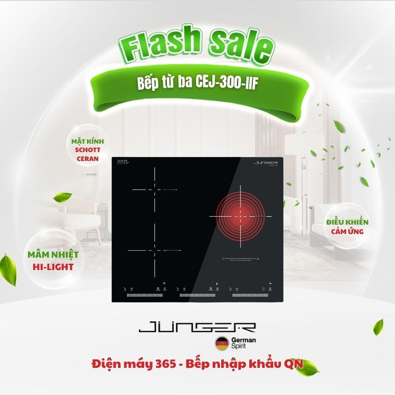 Bếp Điện Từ Kết Hợp Junger CEJ-300-IIF 2 Từ 1 Hồng Ngoại Lắp Âm
