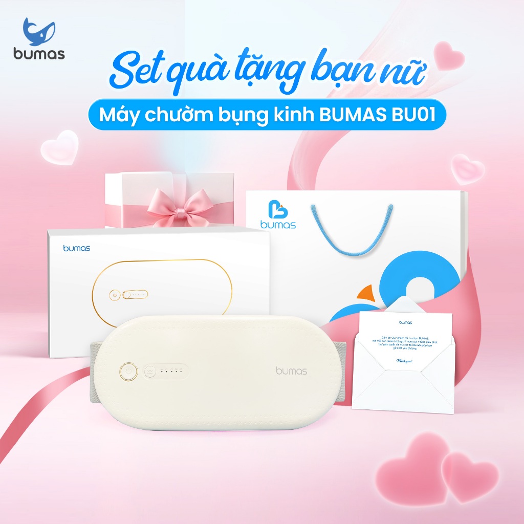 [Tặng Túi+Thiệp] Máy Chườm Bụng Kinh BUMAS BU01 - Chườm Ấm Giảm Đau Bụng Kinh - Set Quà Tặng Bạn Gái