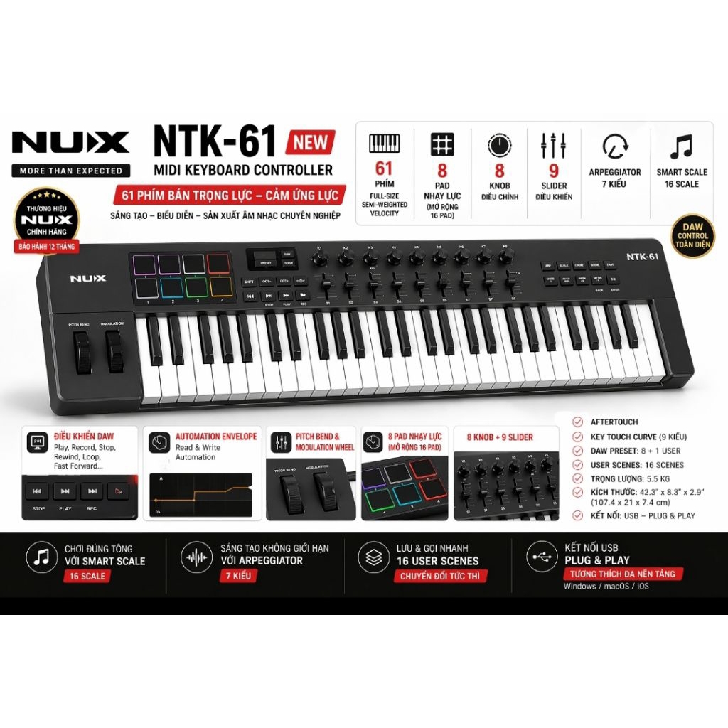 🎹 MIDI Keyboard Controller NTK-61 (NEW)