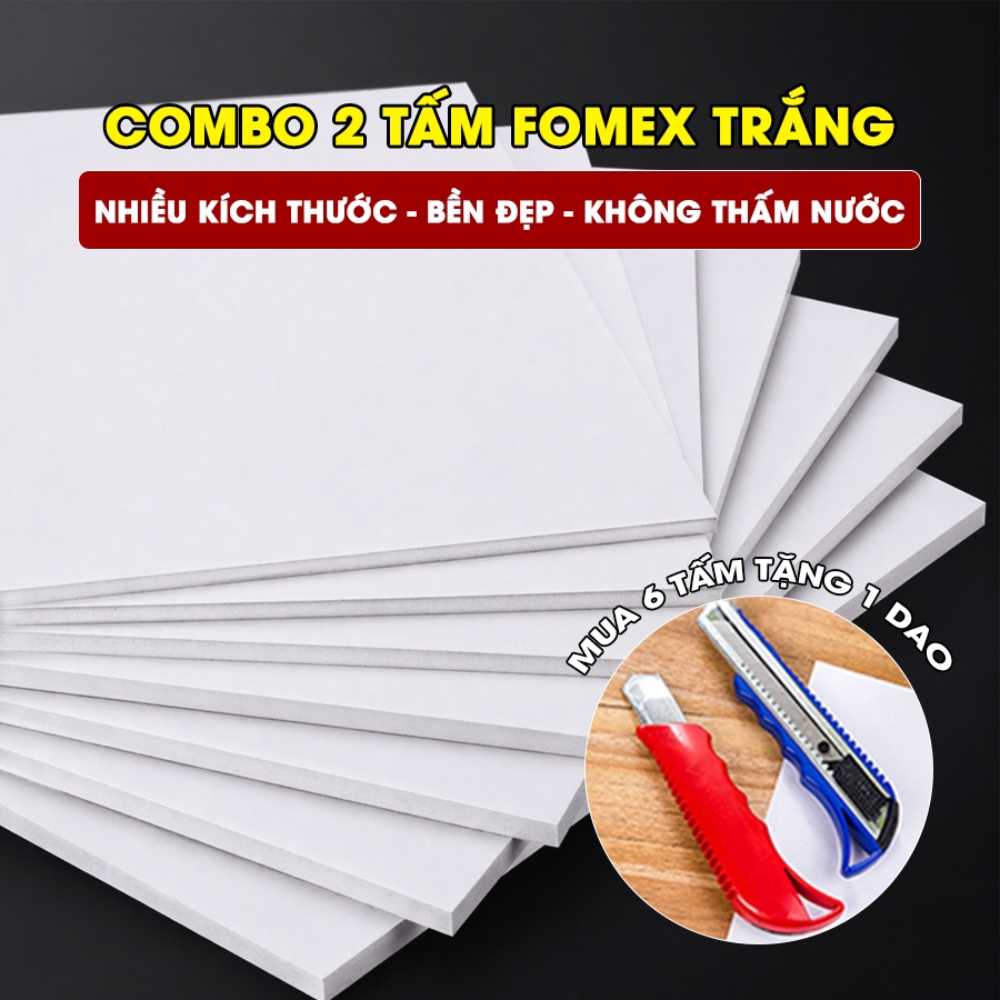 Combo 2 Tấm fomex trắng, Bìa fomex dày 3mm, 5mm, 8mm, Bìa fomex trắng làm đồ handmade
