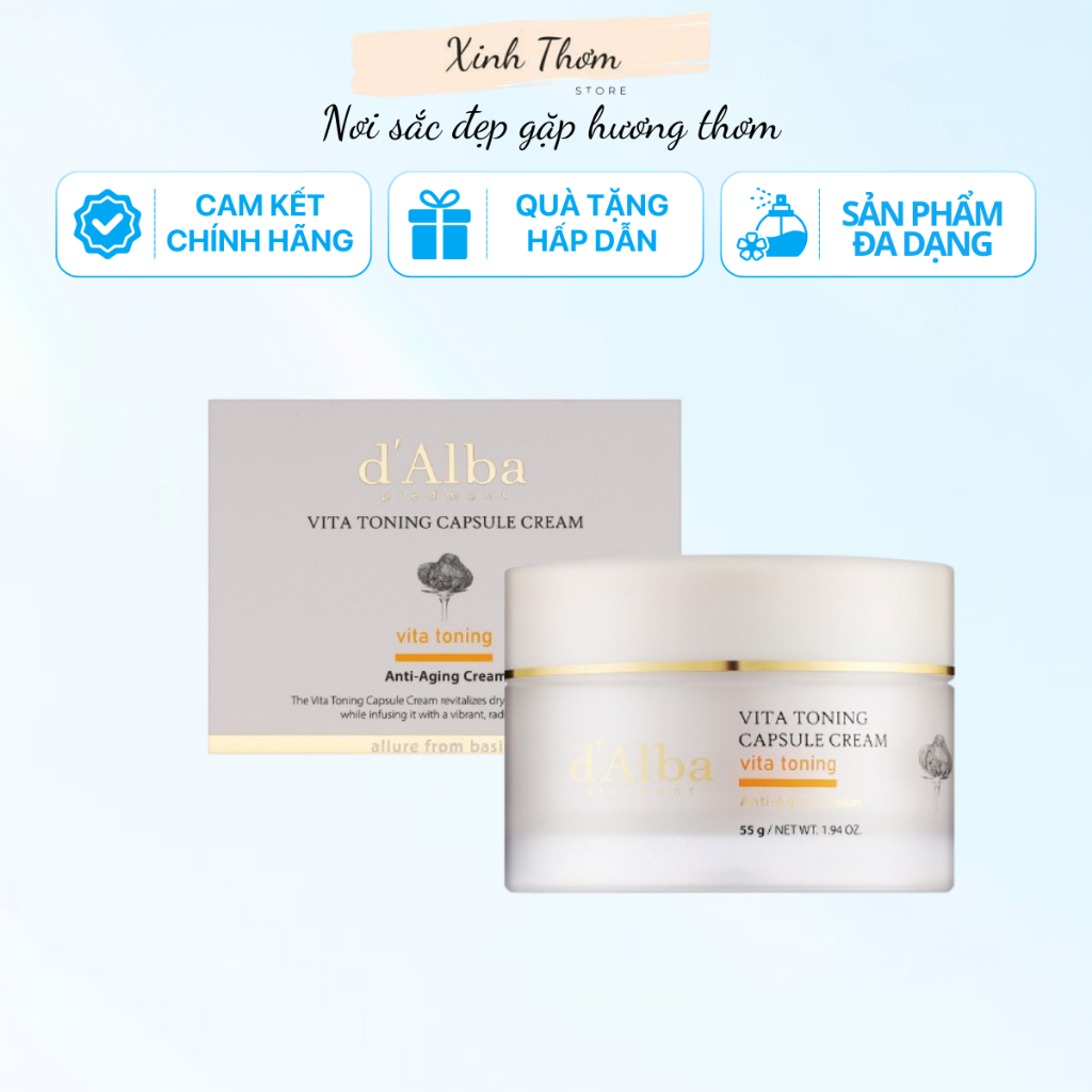 Kem dưỡng trắng da d'Alba Vita Toning Capsule Cream (55g) - kem dưỡng viên nang d'Alba - Căng bóng, 