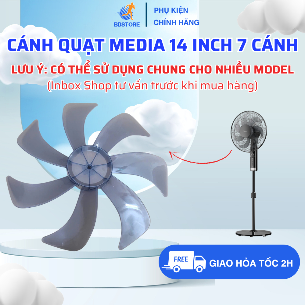 [Inbox Shop Tư Vấn Trước Khi Mua Hàng] Cánh Quạt MEDIA 14 Inch 7 Cánh Chất Liệu Nhựa ABS Cao Cấp Dùn