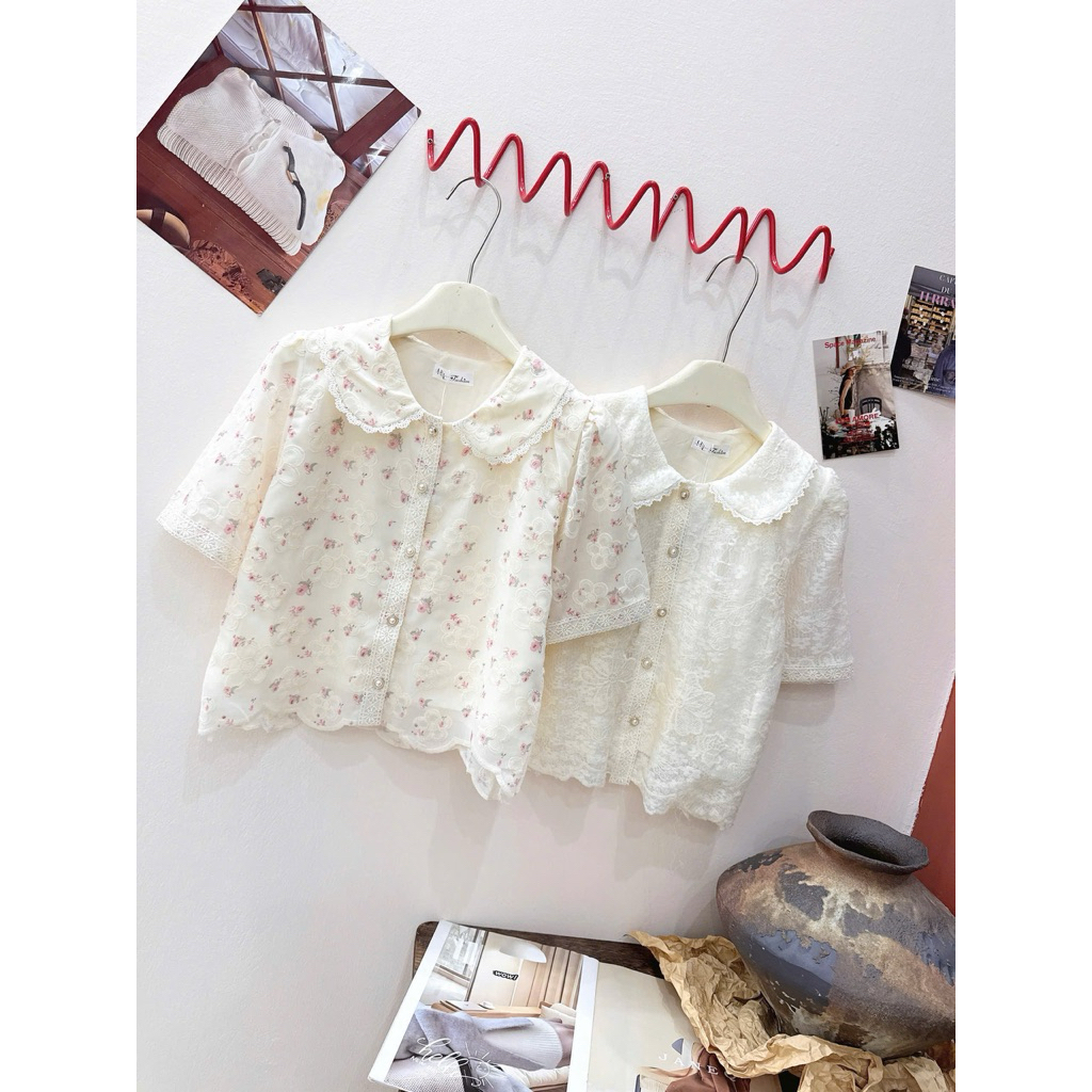 E55 - Sơ mi cổ sen hoa nhí