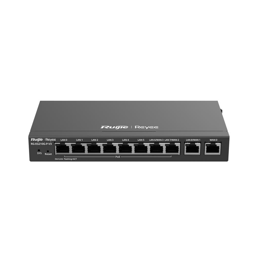 CÂN BẰNG TẢI RUIJIE RG-EG210G-P-V3 - Chế độ Turbo 1000 Mbps, Bộ nhớ flash 32 MB, RAM 128 MB, Hỗ trợ 