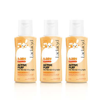 [Quà tặng không bán] Bộ 3 Sữa Tắm Gội Trẻ Em Lactacyd Active Play 60ml
