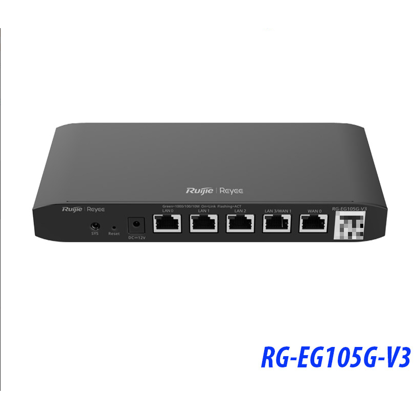 CÂN BẰNG TẢI RUIJIE RG-EG105G-V3 - Chế độ Turbo 1000 Mbps, Bộ nhớ flash 32 MB, RAM 128 MB, Hỗ trợ đế