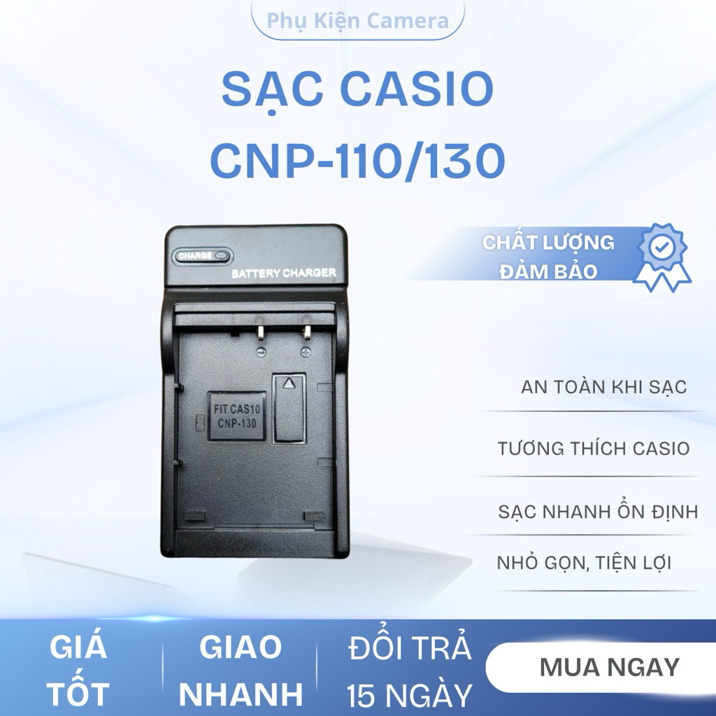Sạc Pin Casio CNP-110 / CNP-130 Cho Máy Ảnh Casio Exilim EX-ZR100 ZR200 ZR1000 ZR1200 ZR3500 ZR3600 