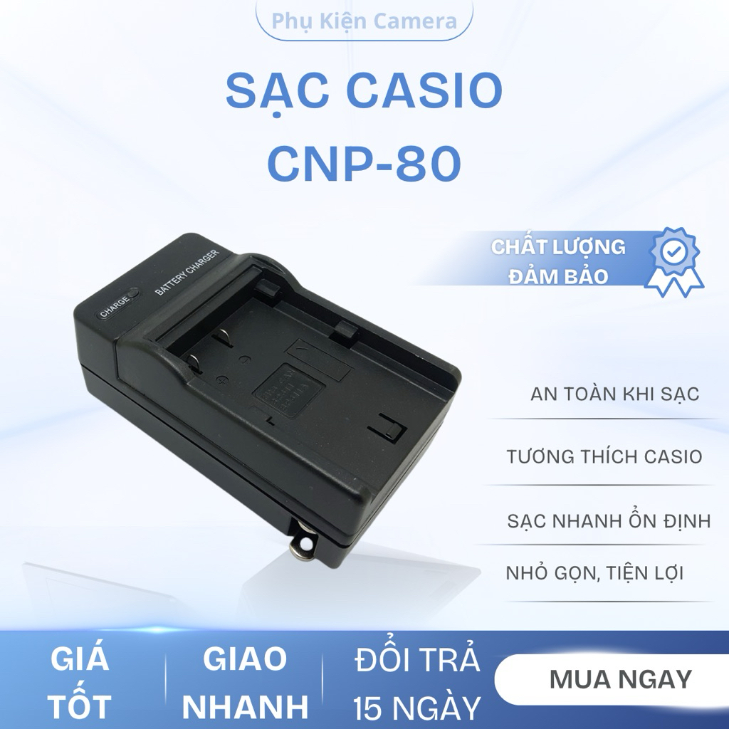 Bộ Sạc Pin Casio CNP-80 Cho Máy Ảnh Casio Exilim EX-Z1 Z2 Z33 Z35 Z270 Z280 Z550 Z800 ZS5 ZS6 ZS100 