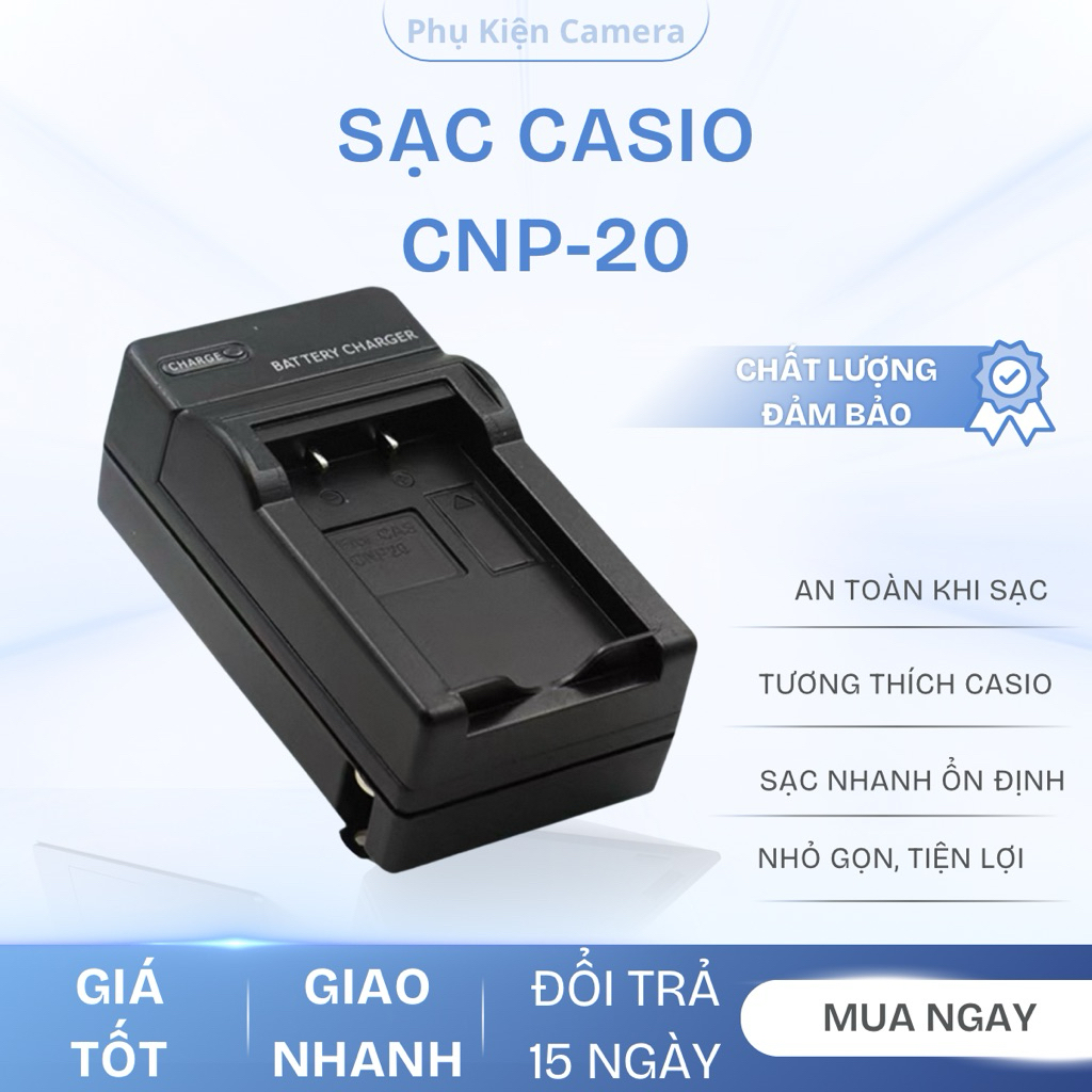Sạc Pin Casio CNP-20 Cho Máy Ảnh Casio Exilim EX-S1 S2 S3 S20 S100 Z3 Z4 Z8 Z11 Z60 Z70 Z75 Z77 M1 M