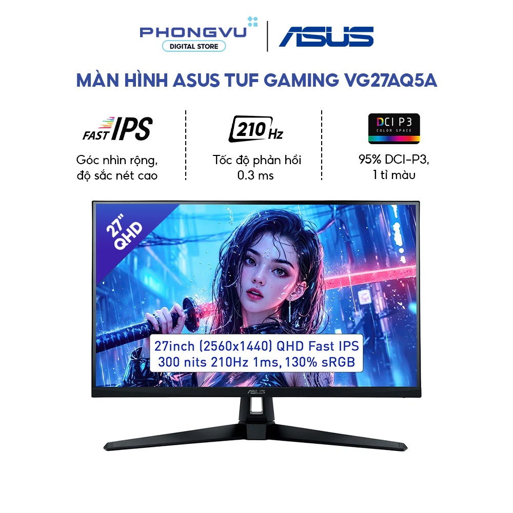 Màn hình Asus TUF Gaming VG27AQ5A 27 inch - QHD (2K) - Fast IPS - 210Hz - 1ms - Bảo hành 36 tháng