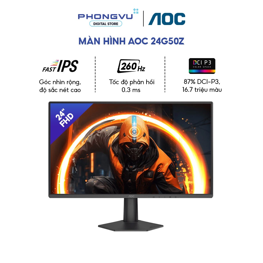 Màn hình AOC Gaming 24G11ZE/71 (240Hz) | 24G50Z (260Hz) - Fast IPS 0.3ms - Full HD - Bảo hành 36 thá