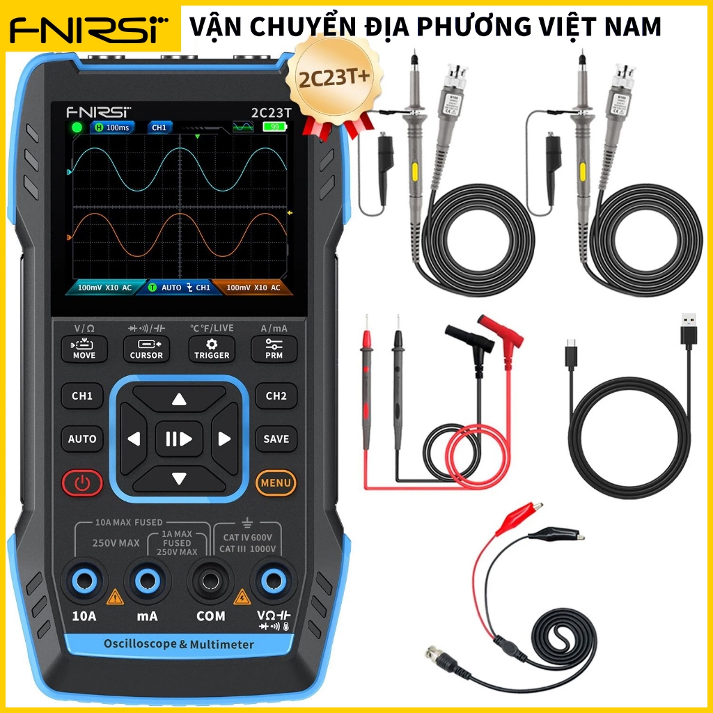 FNIRSI 2C23T Handheld Digital Oscilloscope Multimeter + Function Signal Generator 2023 Latest 3IN1 D