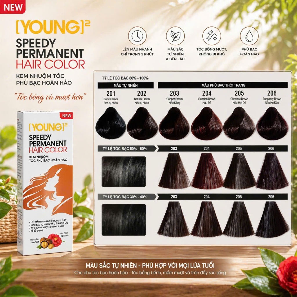 Thuốc nhuộm tóc phủ bạc Young tóc lên màu chuẩn bóng mềm