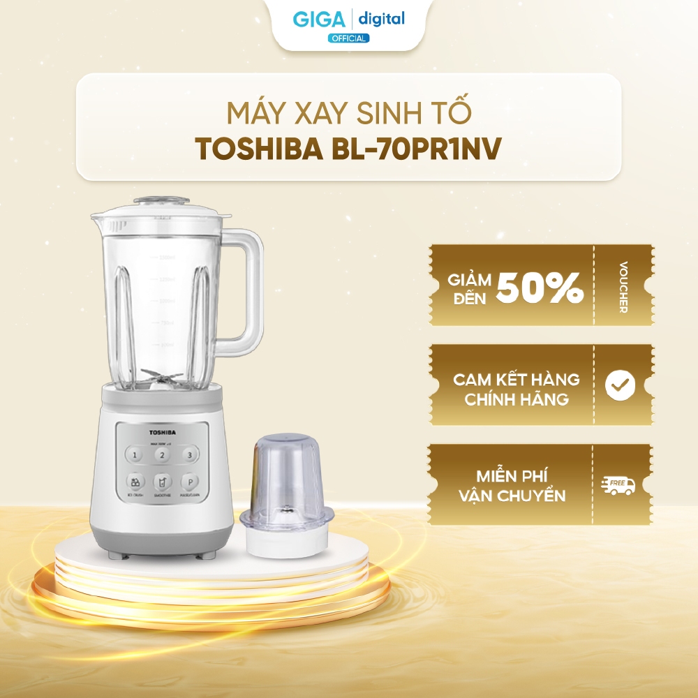 [VOUCHER 5%] Máy xay sinh tố đa năng Toshiba BL-70PR1NV - Công suất 700W, 3 tốc độ xay và 3 nút chức
