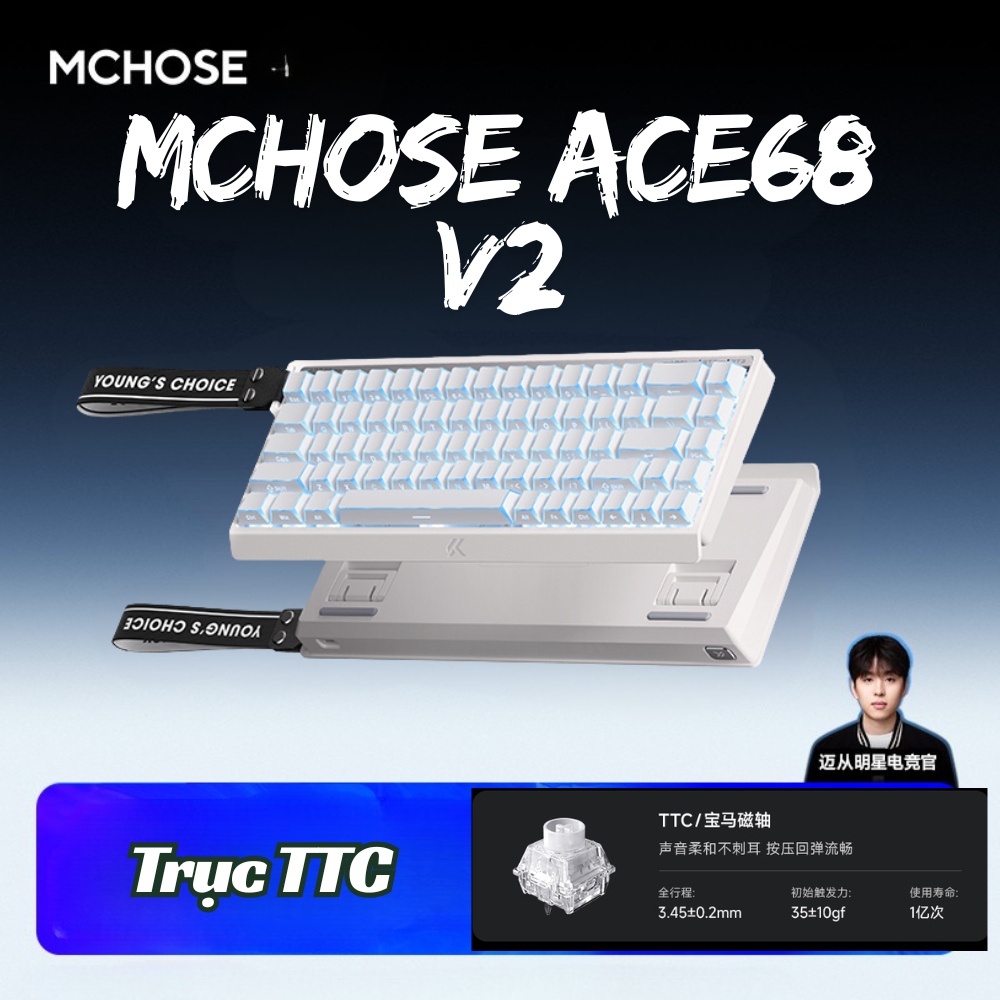 Bàn phím cơ Rapid Trigger Mchose ACE68 V2 - Poling Rate 8000hz - LED RGB - App marco - Hỗ trợ SOCD , RS , MT | BigBuy360 - bigbuy360.vn
