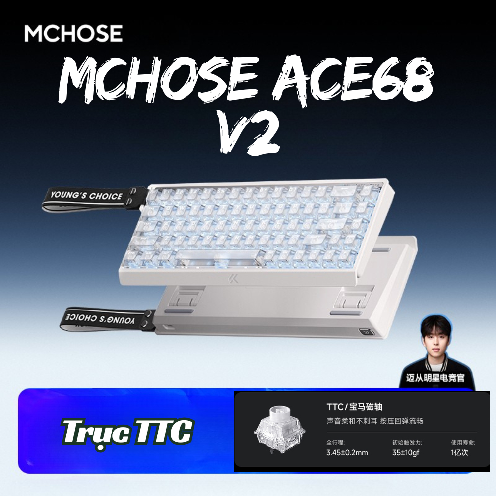 Bàn phím cơ Rapid Trigger Mchose ACE68 V2 - Poling Rate 8000hz - LED RGB - App marco - Hỗ trợ SOCD , RS , MT | BigBuy360 - bigbuy360.vn