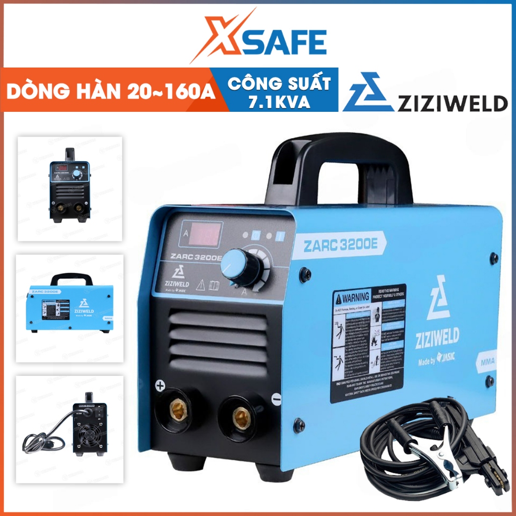 Máy hàn que ZIZIWELD ZARC-3200E Công suất  7.1KVA, Dòng hàn 20~160A, Bảo vệ IP21S, Cấp cách điện F